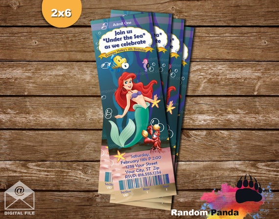 Digital Delivery, Little Mermaid Birthday Party Ticket Invitation Il_570xn