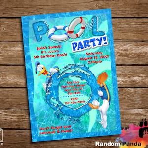 DIGITAL FILE, Donald Duck Pool Party Invitation