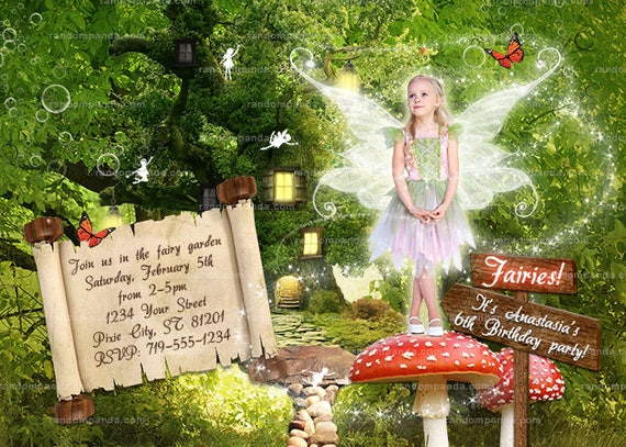 Personalize Red Fairy Invitation, Fairy Costume Party, Enchanted Forest Invite Il_570xn