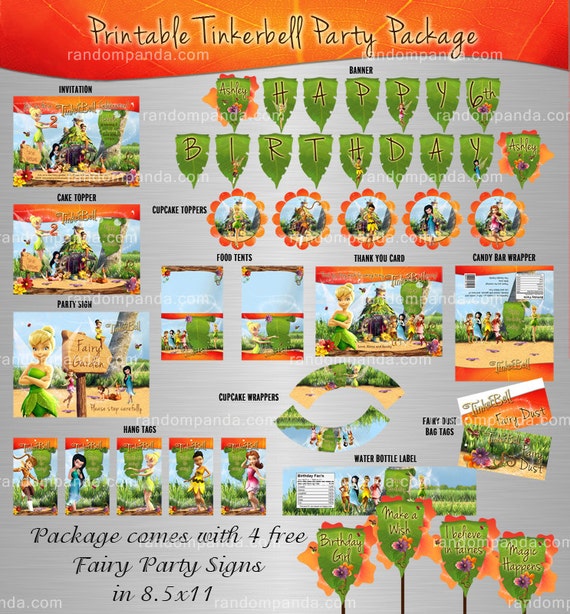 YOU PRINT Tinkerbell Party Package, Tinkerbell Fairy Birthday Bundle Il_570xn