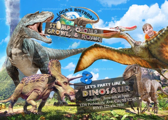 Personalize Dinosaur Invitation, Ride Pterodactyl Birthday Invite, Jurassic Party Il_570xn