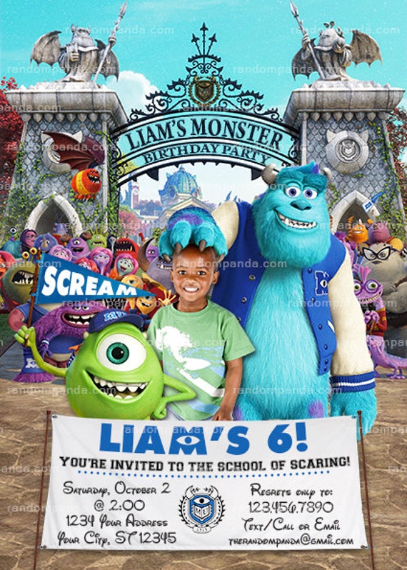 Personalize Funny Monsters University Invitation Monsters Inc Birthday Party Invite By Random Panda Catch My Party