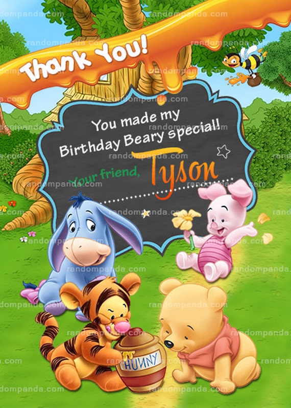 Winnie and the Pooh Baby Thank You Card, Tigger Birthday Party Thanks Il_570xn