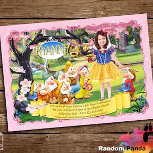 Digital Delivery, Snow White Costume Party Invitation, Snow White and the Seven Dwarfs Birthday Invite