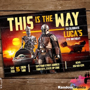 Digital Delivery, Mandalorian Invitation, Star Wars Birthday Party Invite