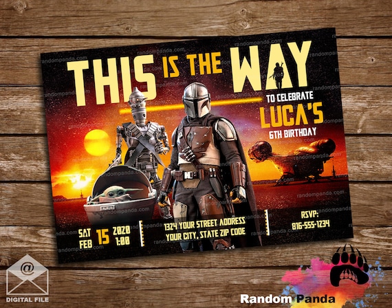 Digital Delivery, Mandalorian Invitation, Star Wars Birthday Party Invite Il_570xn