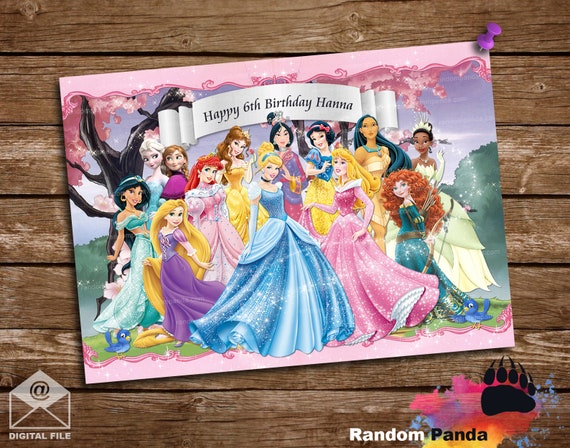 Digital Delivery, All Disney Princesses Poster, Disney Princess Party Backdrop Il_570xn