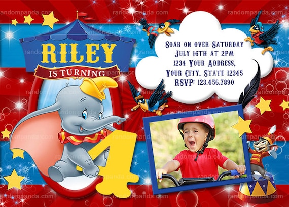 Digital Delivery, Personalize Dumbo Invitation, Circus Party, Elephant Big Top Invite Il_570xn
