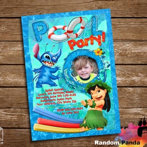 Digital Delivery, Lilo and Stitch Invitation, Lilo and Stitch Pool Party, Beach Party Invite