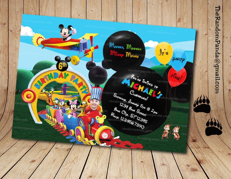 Mickey Mouse Plane Party Invite Personalize Mickey Mouse Ride the Train Invitation