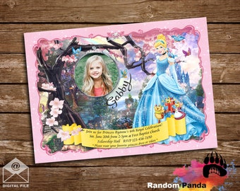 DIGITAL FILE, Personalize Cinderella Invitation, Cinderella Party, Princess Birthday Invite