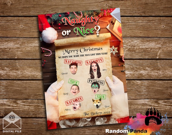 Digital Delivery Funny Christmas Card, Naughty or Nice Holiday Greeting Il_570xn
