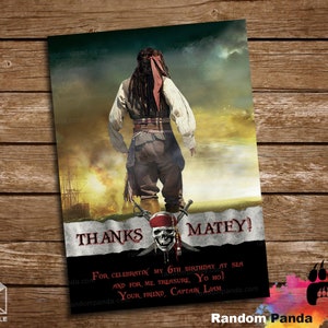 Digitale Lieferung, Jack Sparrow Dankeschön Karte, Fluch der Karibik Party Dankeschön