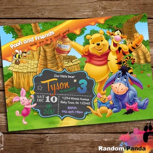 Digital Delivery, Winnie and the Pooh Party Invitation, Tigger Birthday Invite