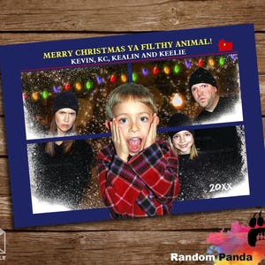 Digital Delivery  Personalize Funny Home Alone Christmas Card, Snowy Window Xmas Card
