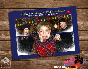 Digital Delivery  Personalize Funny Home Alone Christmas Card, Snowy Window Xmas Card