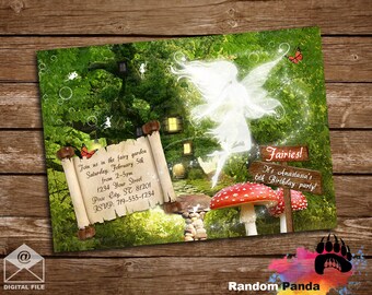Digital Delivery, Red Fairy Invitation, Fairytale Party, Enchanted Forest Invite