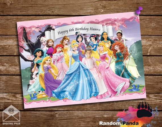 Digital Delivery, BE a Disney Princess Poster, Princess Party Backdrop Il_570xn