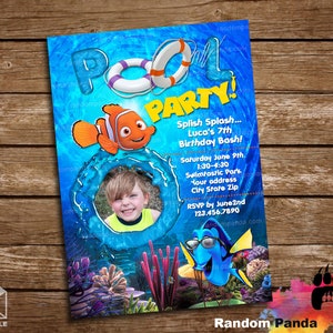 Digital Delivery, Finding Nemo Pool Party Invitation, Nemo Swim Party Invite