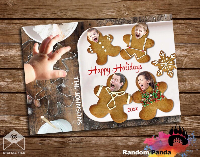 Digital Delivery Funny Christmas Card, Gingerbread Cookie Scare Holiday Card Baby Hand