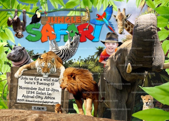 Personalize Jungle Invitation, Safari Birthday Party Invite - Ride the Elephant Il_570xn