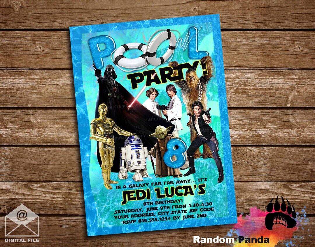 DIGITAL FILE, Star Wars Pool Party Invitation, Darth Vader Beach Party Invite Etsy