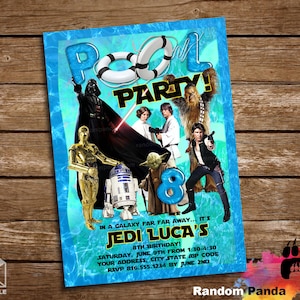 DIGITAL FILE, Star Wars Pool Party invitation, Darth Vader Beach Party Invite