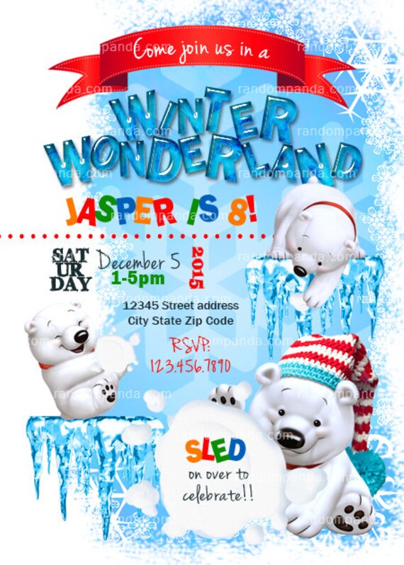 Winter Wonderland invitation, Polar Bear Party, Snowball Fight Invite Il_570xn