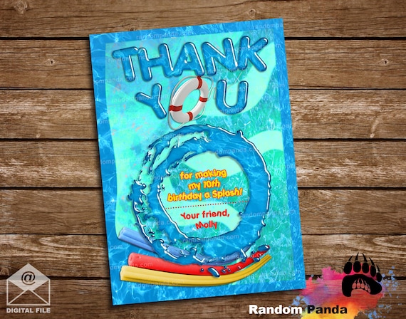 Digital Delivery, Pool Party Thank you Card, Beach or Lake Party Thank You Note Il_570xn