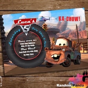 Digital Delivery, Cars Invitation, Mater Tow Truck Party Invite