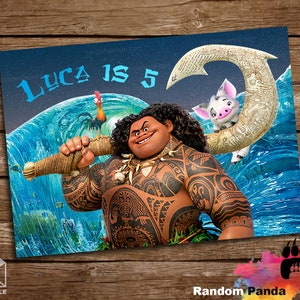 ARCHIVO DIGITAL, telón de fondo de cumpleaños de Maui, pancarta para fiesta infantil, póster de fiesta de Moana Maui