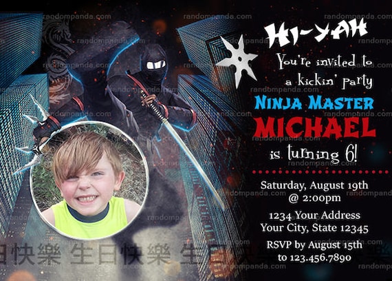 Digital Delivery, Personalize Ninja Warrior Invitation, Karate Party, Samurai Sword Birthday Invite Il_570xn