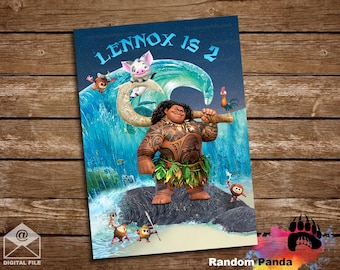 DIGITAL FILE, Maui Birthday Backdrop, Kids Party Banner, Moana Maui Bday Party Poster