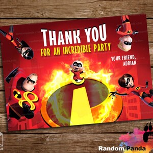 Entrega digital, Tarjeta de agradecimiento de Los Increíbles, Fiesta de superhéroes, Nota de agradecimiento de Dash Incredible