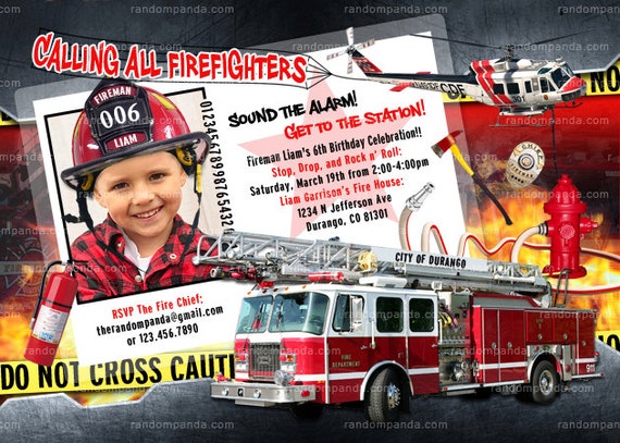 Digital Delivery, Firefighter Party, Fireman Invitation, Fire Truck Birthday - ADD Helmet Il_570xn