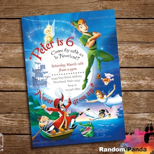 Livraison numérique, Invitation Peter Pan, Fête fée clochette, Invitation Captain Hook