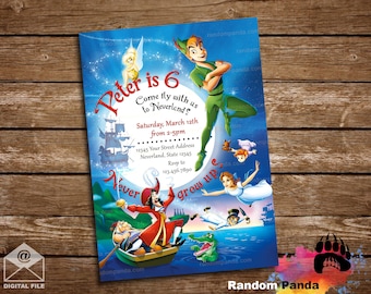 Digital Delivery, Peter Pan Invitation, Tinkerbell Party, Captain Hook Invite