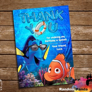 Digital Delivery, Finding Nemo Thank You Card, Dory Pool Party, Finding Nemo Thanks Note