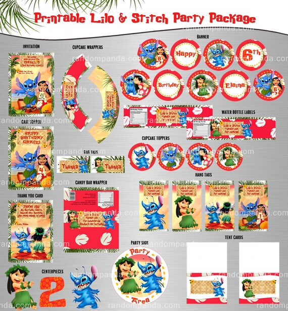 YOU PRINT Personalize Lilo and Stitch Birthday Party Package Bundle Il_570xn