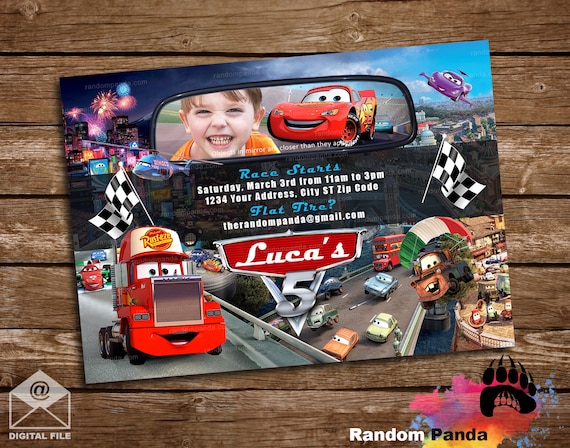 Digital Delivery, Personalize Cars Invitation, Lightning McQueen Party, Mack Truck Invite Il_570xn