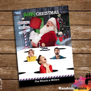 Digital Delivery  Funny Christmas Card, Santa Whack a Family