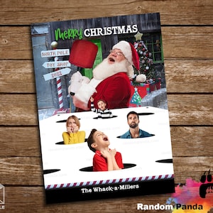 Grappige kerstkaart digitale levering, Santa Whack a Family
