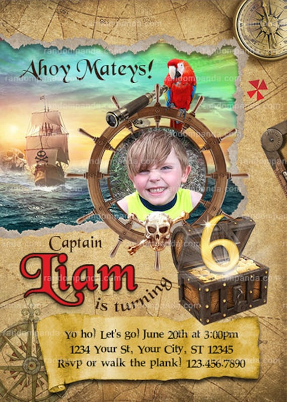 Personalize Pirate Birthday Invitation, Pirate Party, Pirate Ship Invite Il_570xn