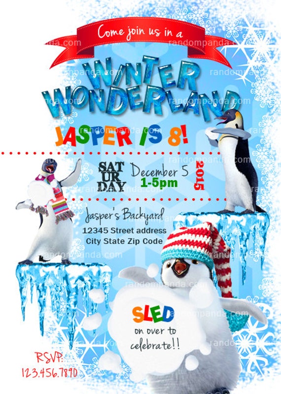 Winter Wonderland invitation, Penguin Party, Snowball Fight Invite Il_570xn