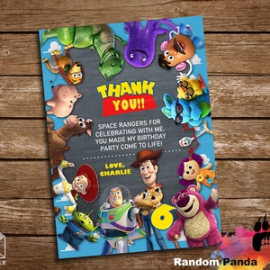 DIGITAL FILE, Toy Story Movies 1 2 3 4 Thank You Card, Buzz Lightyear Thank You Note