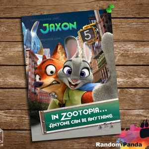 DIGITAL FILE, Funny Zootopia Bday Party Poster, Nick and Judy Hopps Birthday Backdrop Banner