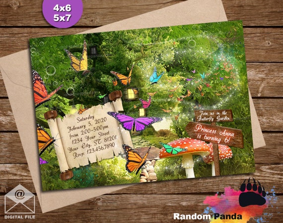 Digital Delivery, Butterfly Invitation, Butterfly Princess Party, Butterflies Birthday Invite Il_570xn