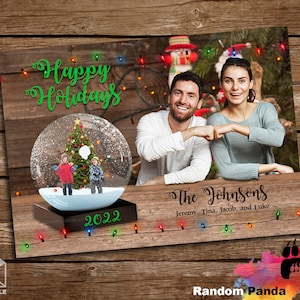 Digital Delivery Funny Christmas Card, Kids Trapped in a Snowglobe, Parents Fist Bump