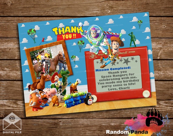 Digital Delivery, Toy Story Thank you Card, Buzz Lightyear Party Thank You Note Il_570xn