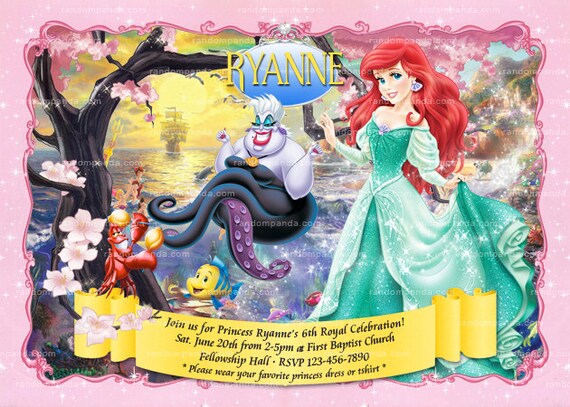 Digital Delivery, Little Mermaid Invitation, Princess Ariel Party, Lil Mermaid Birthday Invite Il_570xn